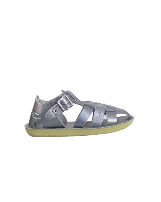 A Grey Sandals from Sun-San in size 3T for girl. (Back View)