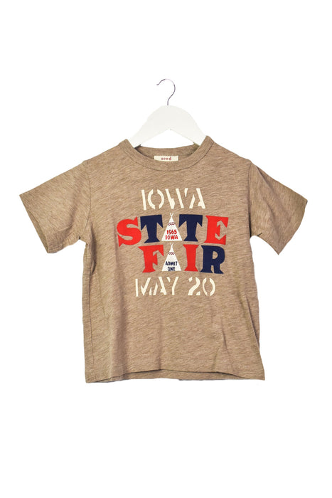 A Brown T Shirts from Seed in size 3T for boy. (Front View)