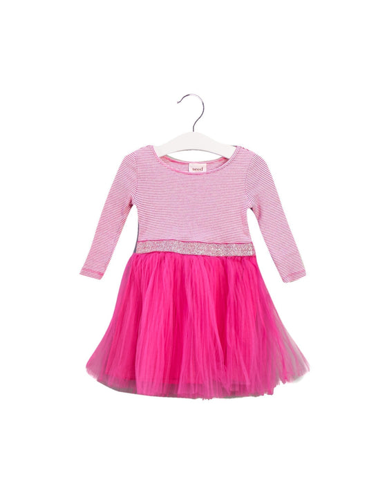 A Pink Long Sleeve Dresses from Seed in size 2T for girl. (Front View)