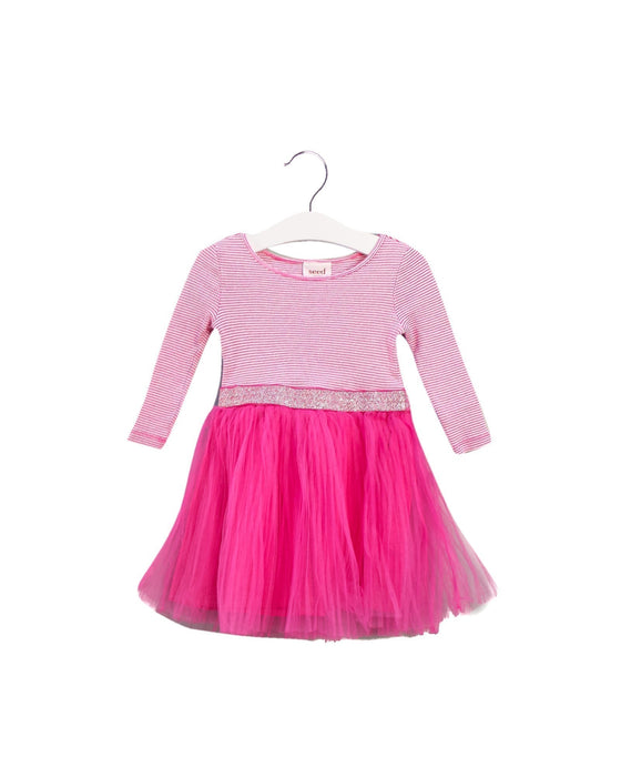 A Pink Long Sleeve Dresses from Seed in size 2T for girl. (Front View)