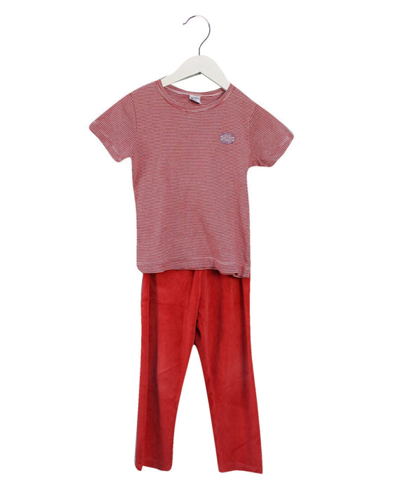 A Red Pyjama Sets from Petit Bateau in size 6T for boy. (Front View)