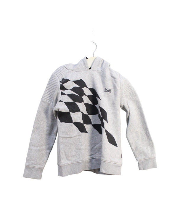 A Grey Hooded Sweatshirts from Boss in size 8Y for boy. (Front View)