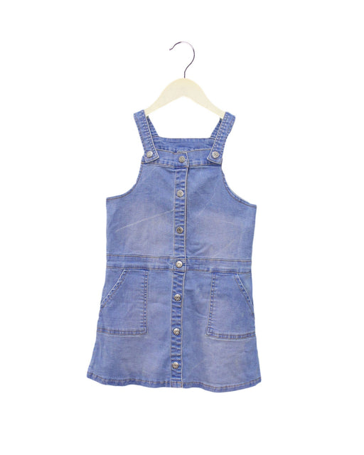 A Blue Overall Dresses from Seed in size 7Y for girl. (Front View)