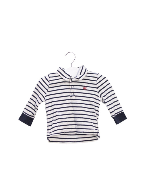 A Navy Long Sleeve Polos from Petit Bateau in size 0-3M for boy. (Front View)
