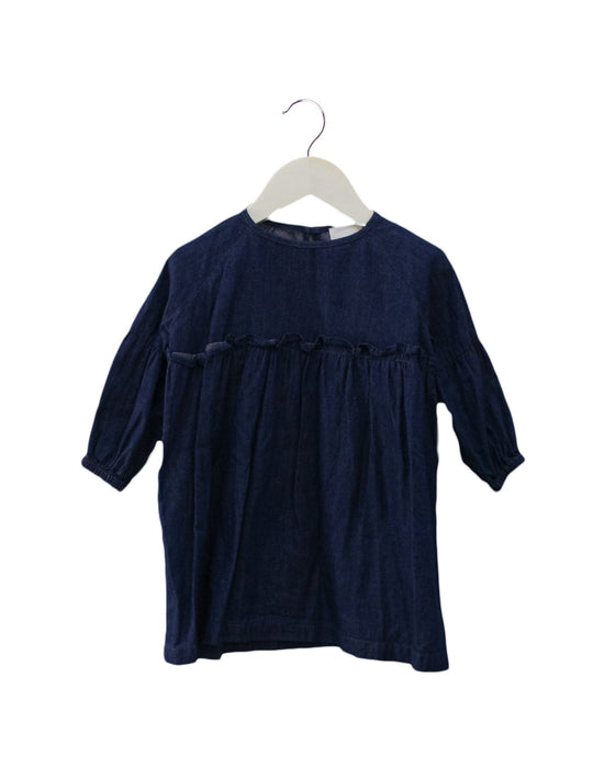 A Blue Long Sleeve Dresses from Seed in size 2T for girl. (Front View)