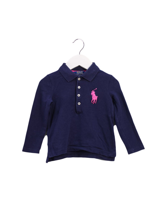 A Navy Long Sleeve Polos from Polo Ralph Lauren in size 2T for girl. (Front View)