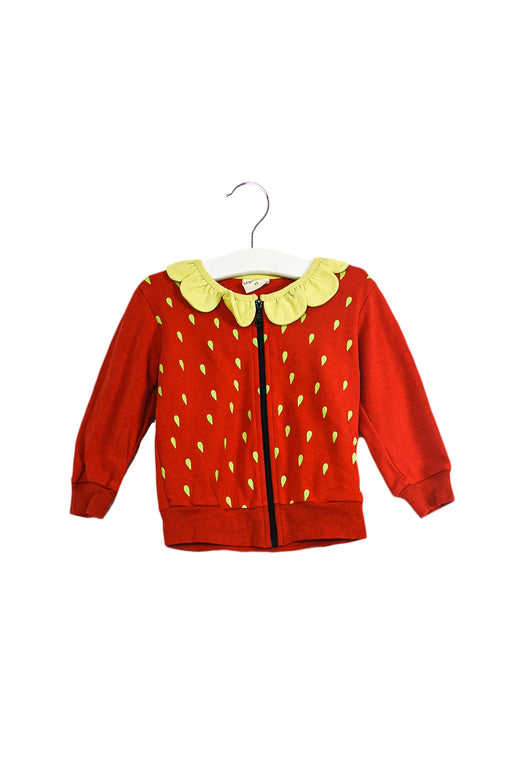 A Red Zippered Sweatshirts from Organic Baby in size 6-12M for girl. (Front View)