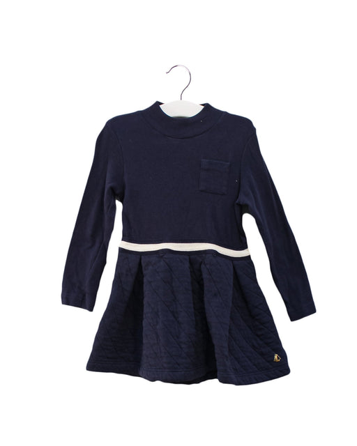 A Navy Long Sleeve Dresses from Petit Bateau in size 3T for girl. (Front View)