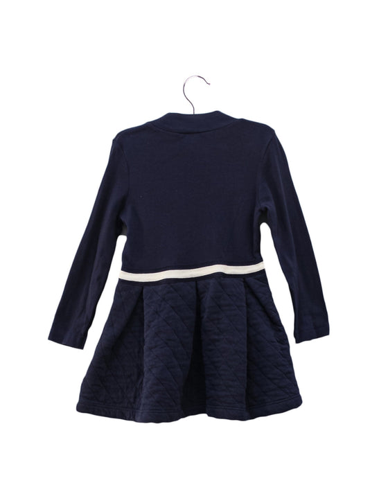 A Navy Long Sleeve Dresses from Petit Bateau in size 3T for girl. (Back View)