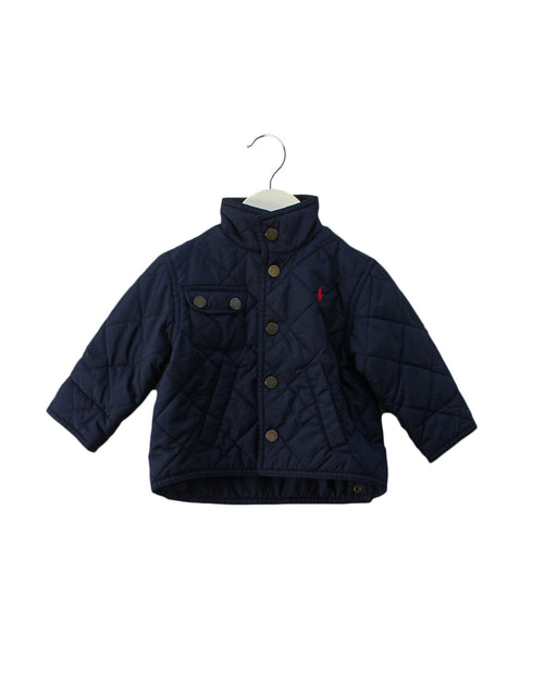A Navy Puffer/Quilted Jackets from Ralph Lauren in size 6-12M for neutral. (Front View)