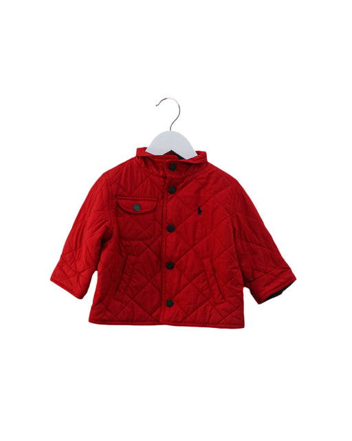 A Red Puffer/Quilted Jackets from Polo Ralph Lauren in size 6-12M for boy. (Front View)