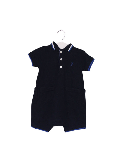 A Black Short Sleeve Rompers from Jacadi in size 6-12M for boy. (Front View)