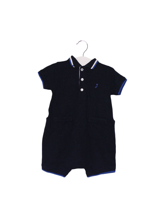A Black Short Sleeve Rompers from Jacadi in size 6-12M for boy. (Front View)