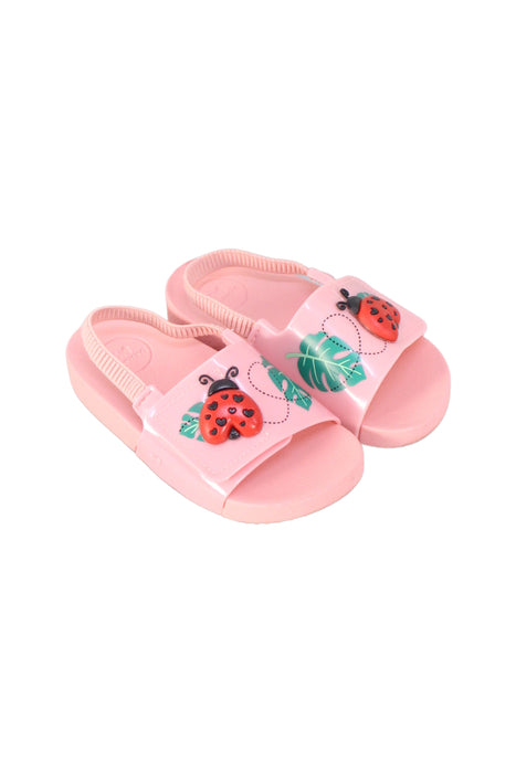 A Pink Sandals from Zaxy in size 3T for girl. (Front View)