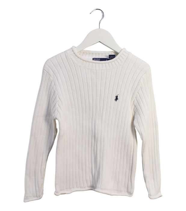 A White Knit Sweaters from Polo Ralph Lauren in size 6T for boy. (Front View)