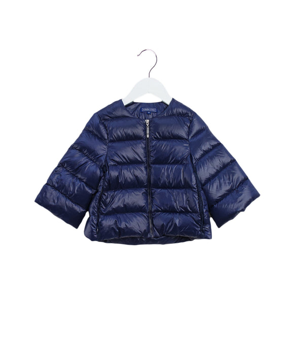 A Navy Puffer/Quilted Jackets from Nicholas & Bears in size 3T for girl. (Front View)