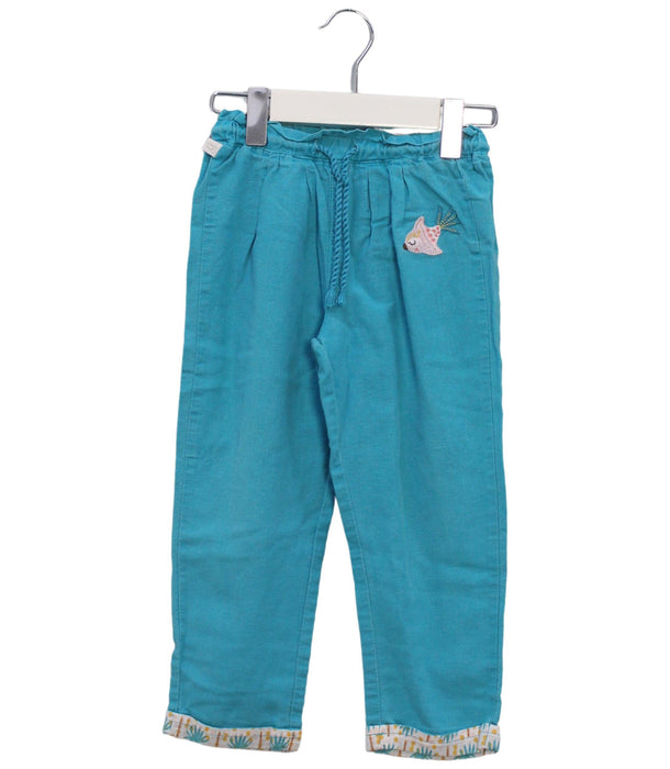 A Teal Casual Pants from La Compagnie des Petits in size 3T for girl. (Front View)