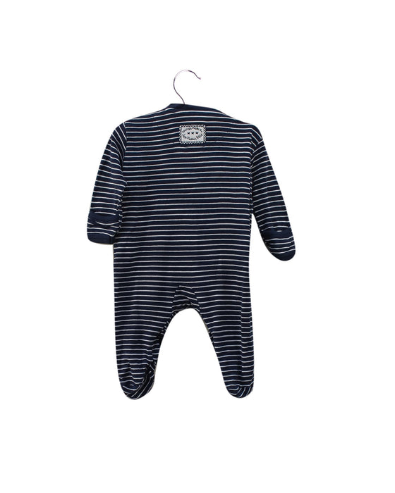 A Navy Long Sleeve Jumpsuits from Jojo Maman Bébé in size 0-3M for boy. (Back View)
