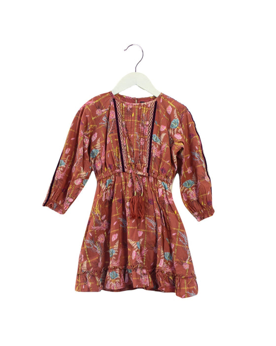 A Pink Long Sleeve Dresses from Velveteen in size 5T for girl. (Front View)