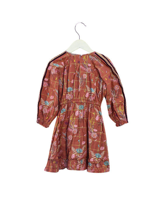 A Pink Long Sleeve Dresses from Velveteen in size 5T for girl. (Back View)