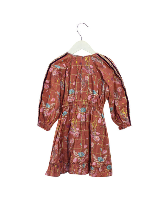 A Pink Long Sleeve Dresses from Velveteen in size 5T for girl. (Back View)