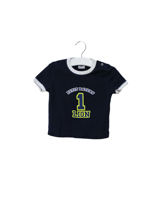 A Navy Short Sleeve T Shirts from Petit Bateau in size 6-12M for boy. (Front View)