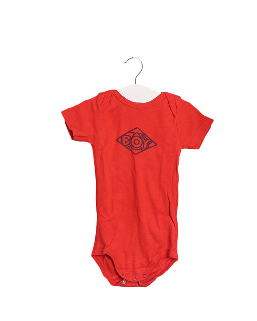 A Red Short Sleeve Bodysuits from Petit Bateau in size 6-12M for boy. (Front View)