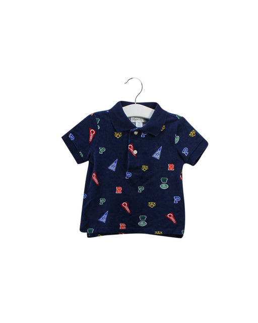 A Navy Short Sleeve Polos from Ralph Lauren in size 6-12M for boy. (Front View)