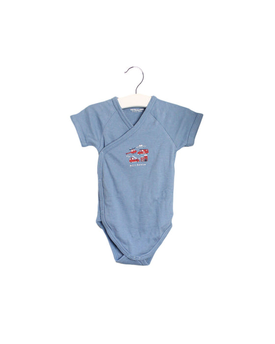 A Blue Short Sleeve Bodysuits from Vertbaudet in size 6-12M for boy. (Front View)