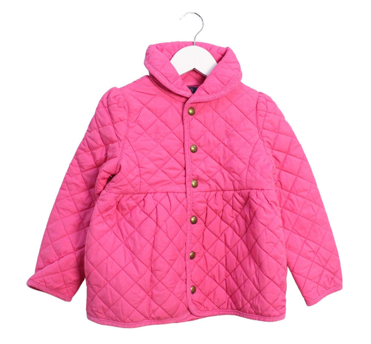 A Pink Puffer/Quilted Jackets from Polo Ralph Lauren in size 5T for girl. (Front View)