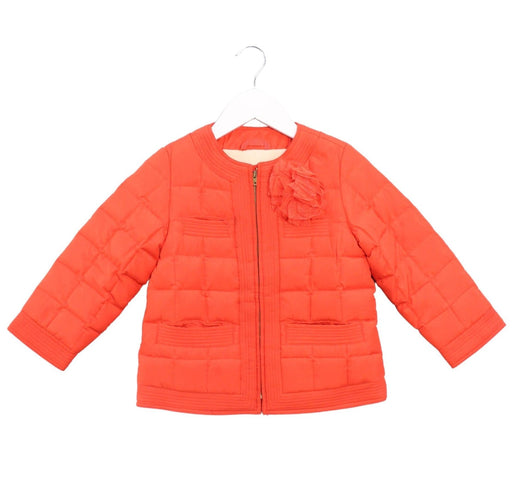 A Orange Puffer/Quilted Jackets from Crewcuts in size 4T for girl. (Front View)