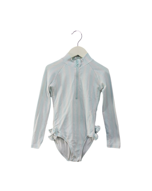 A Blue Swimsuits from Seed in size 4T for girl. (Front View)