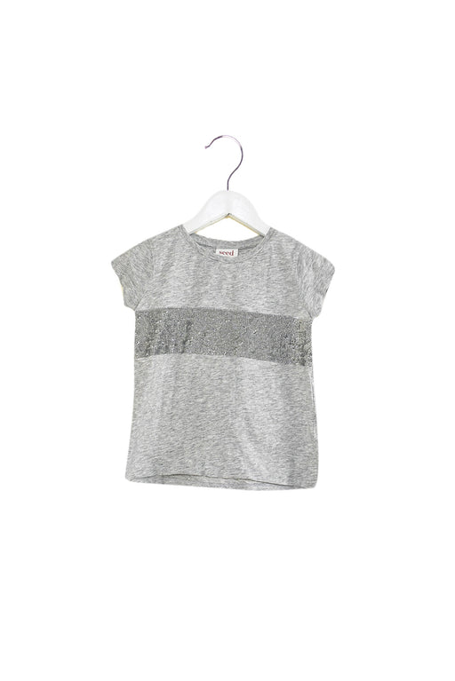 A Grey Short Sleeve T Shirts from Seed in size 2T for girl. (Front View)