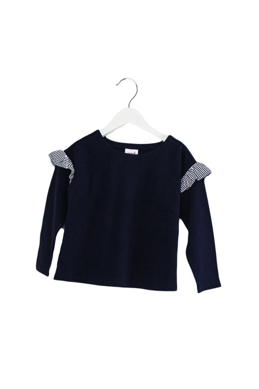 A Navy Long Sleeve Tops from Seed in size 4T for girl. (Front View)