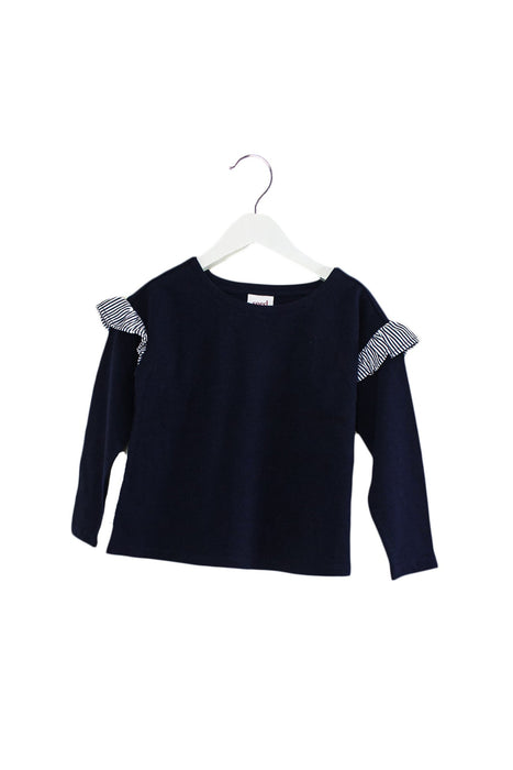 A Navy Long Sleeve Tops from Seed in size 4T for girl. (Front View)