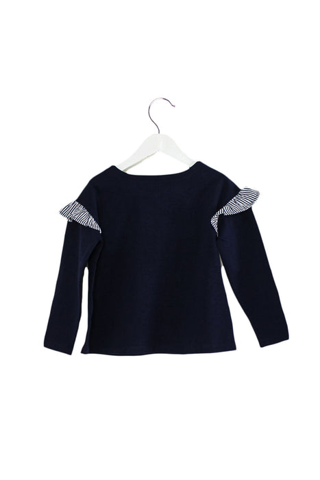 A Navy Long Sleeve Tops from Seed in size 4T for girl. (Back View)