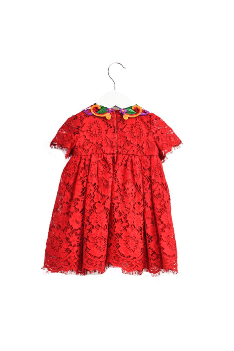 A Red Short Sleeve Dresses from Dolce & Gabbana in size 6-12M for girl. (Back View)