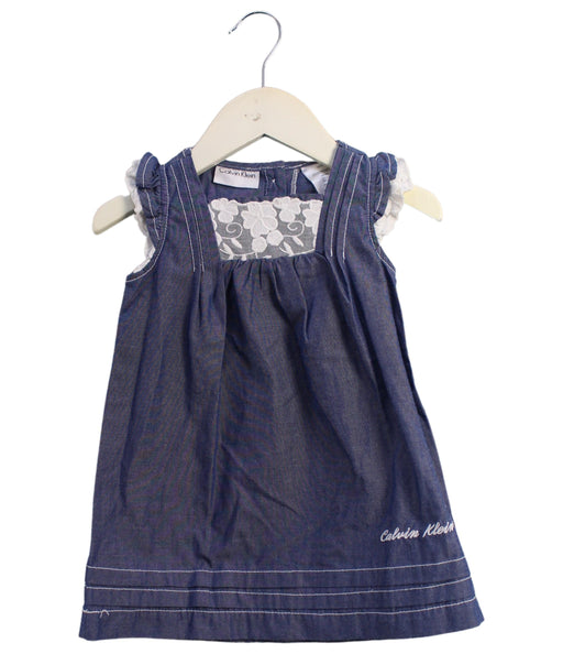 A Blue Sleeveless Dresses from Calvin Klein in size 12-18M for girl. (Front View)