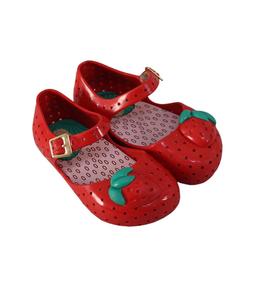A Red Flats from Mini Melissa in size 18-24M for girl. (Front View)