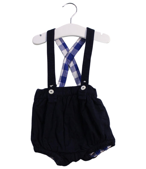 A Navy Overall Shorts from Jacadi in size 3-6M for boy. (Front View)