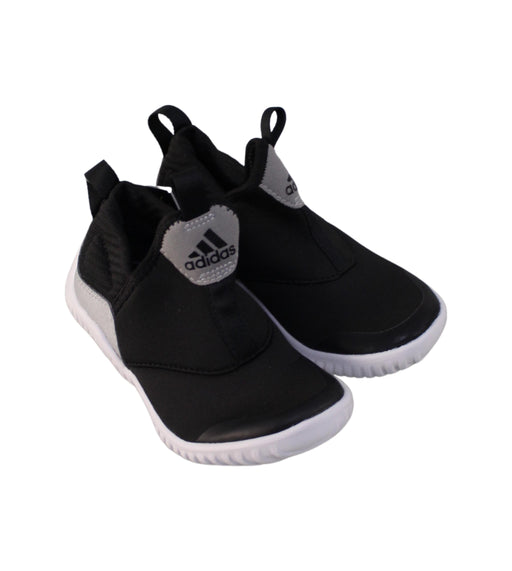 A Black Slip Ons from Adidas in size 5T for boy. (Front View)