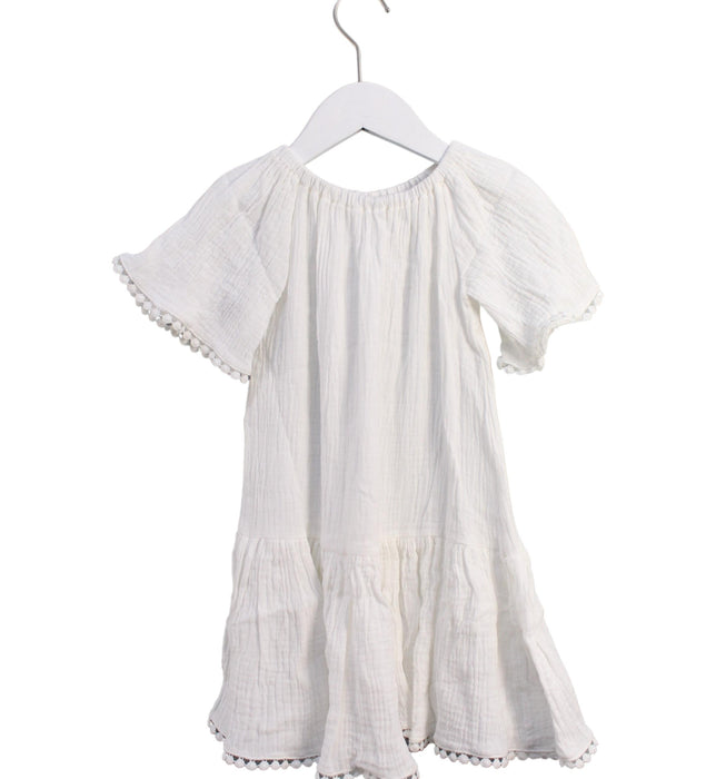A White Short Sleeve Dresses from Cotton Pigs in size 3T for girl. (Back View)