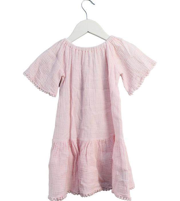 A Pink Short Sleeve Dresses from Cotton Pigs in size 3T for girl. (Back View)