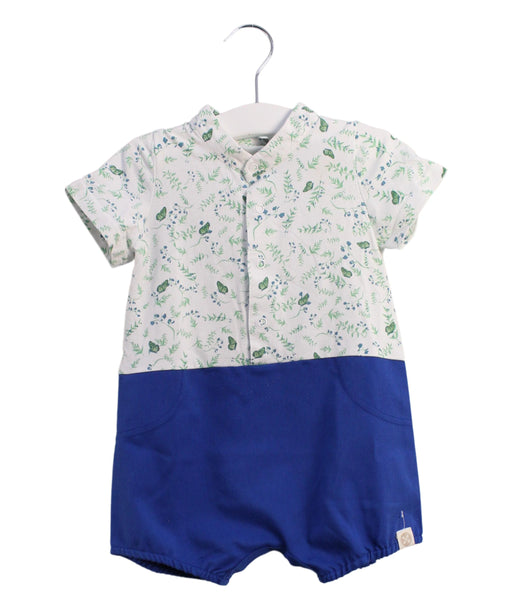 A Blue Rompers from Le Petit Society in size 6-12M for girl. (Front View)