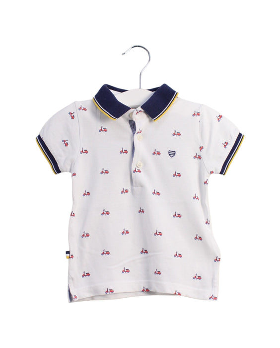 A White Short Sleeve Polos from Mayoral in size 6-12M for boy. (Front View)
