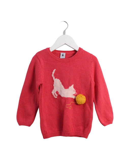 A Pink Knit Sweaters from Petit Bateau in size 3T for girl. (Front View)