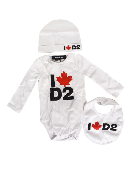 A White Long Sleeve Bodysuits from DSquared2 in size 3-6M for boy. (Front View)