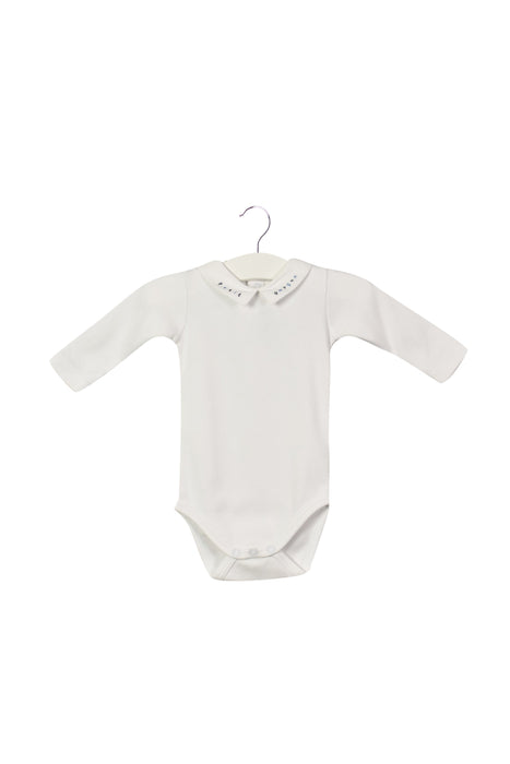 A White Long Sleeve Bodysuits from Jacadi in size 0-3M for girl. (Front View)