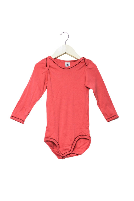 A Pink Long Sleeve Bodysuits from Petit Bateau in size 4T for girl. (Front View)