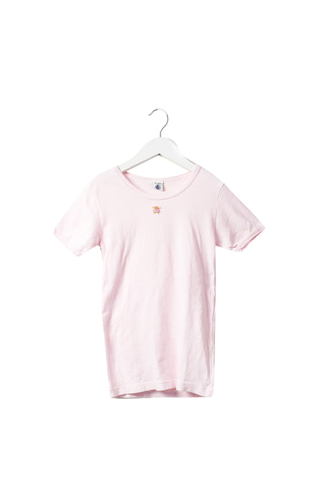 A Pink Short Sleeve T Shirts from Petit Bateau in size 12Y for girl. (Front View)